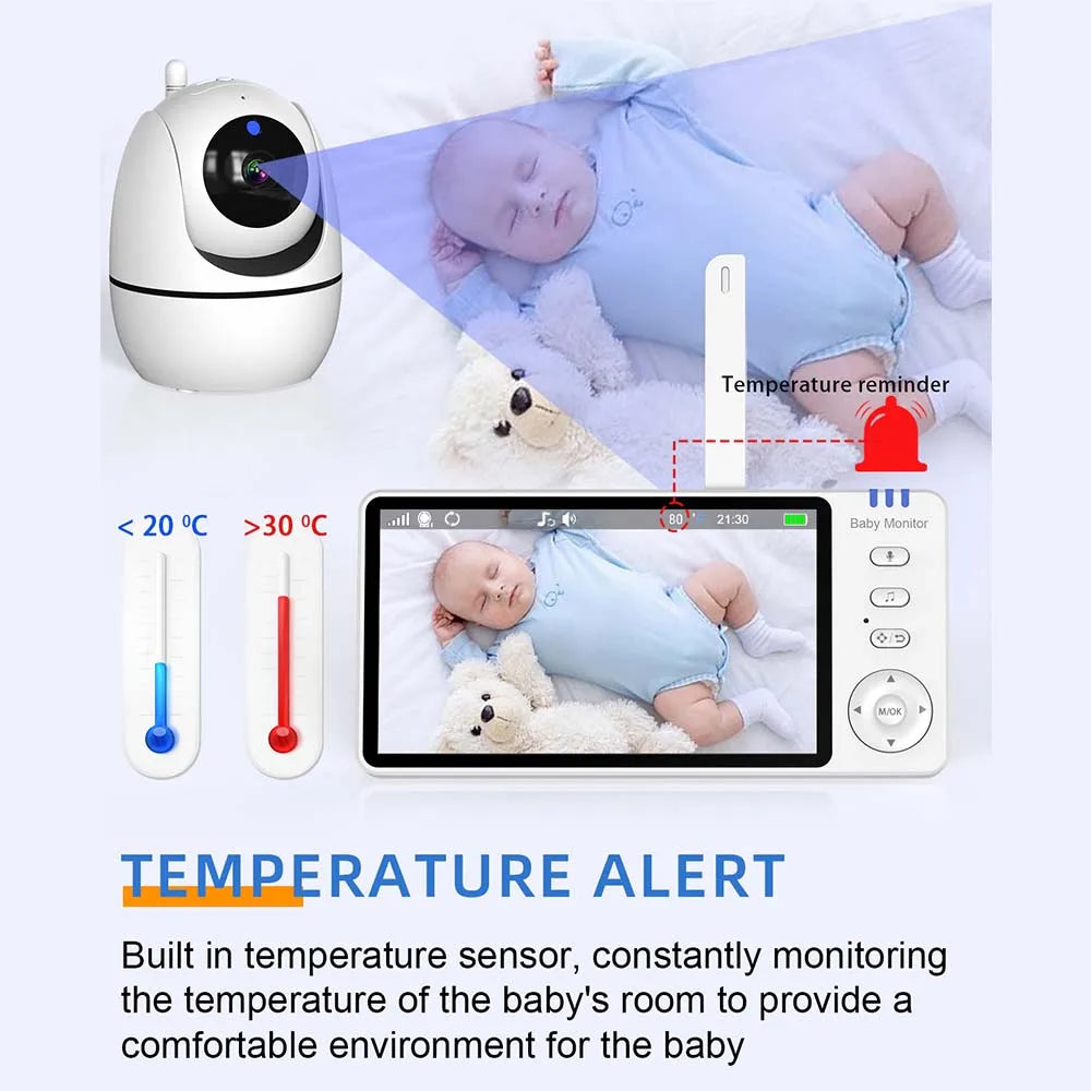 SnugSight 5 - Video Babyfoon 5-inch HD – Nachtzicht, Zoomfunctie en Temperatuurmonitor