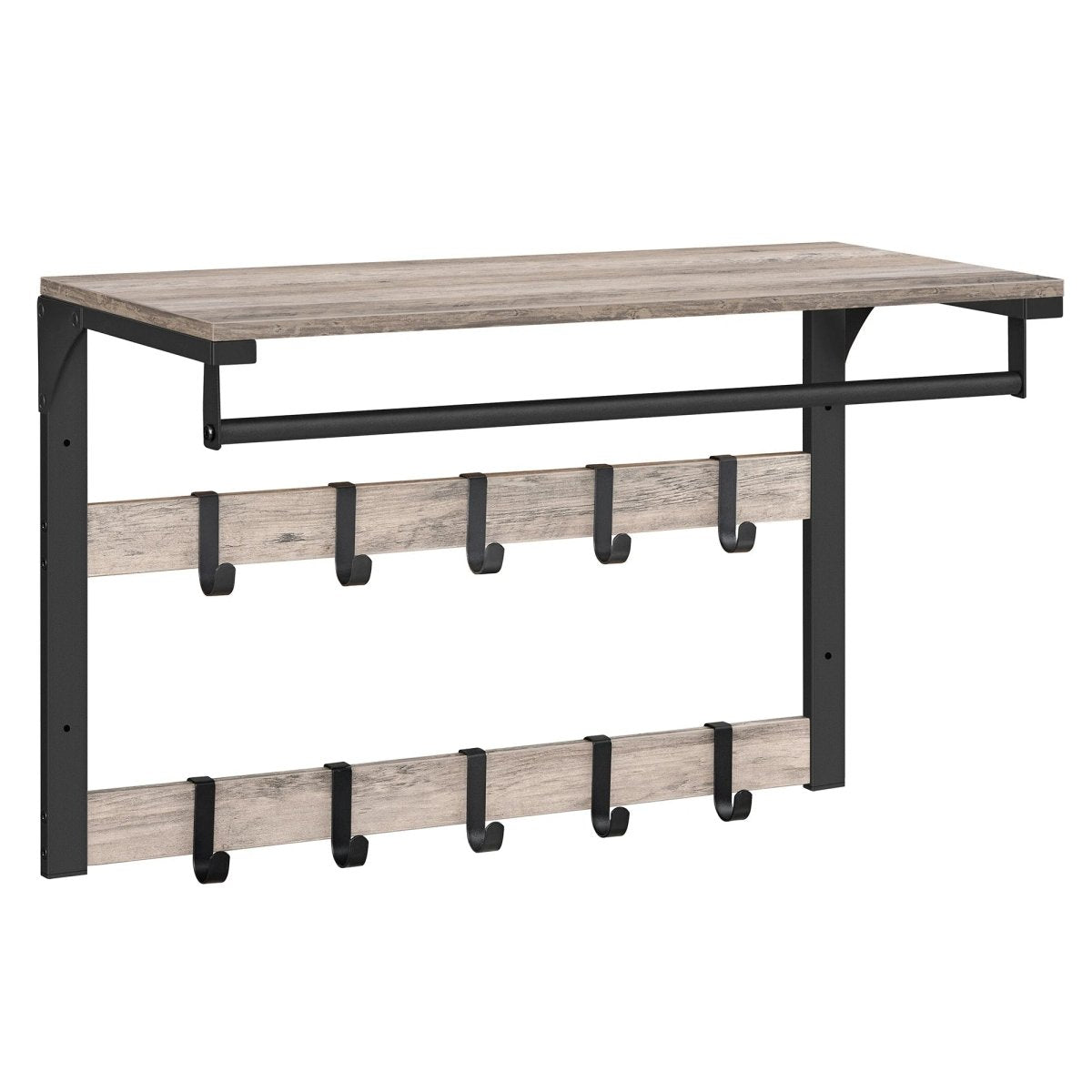 HOOKWELL – 3-in-1 Wandkapstok Met Plank, Haken & Kledingstang Voor Slimme Opbergruimte