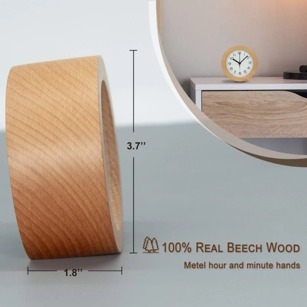 QUIETWOOD Silent Alarm Clock – Houten Wekker Zonder Tikkend Geluid Voor Een Rustgevende Slaapkamer