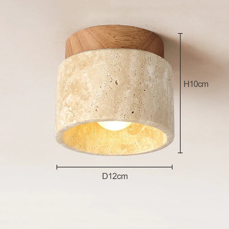 Hinode - Minimalistische Japanse Plafondlamp van Marmer en Hout met LED