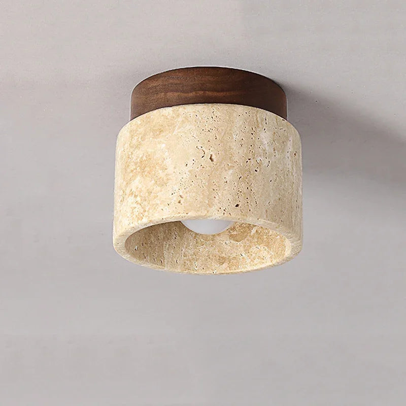 Hinode - Minimalistische Japanse Plafondlamp van Marmer en Hout met LED