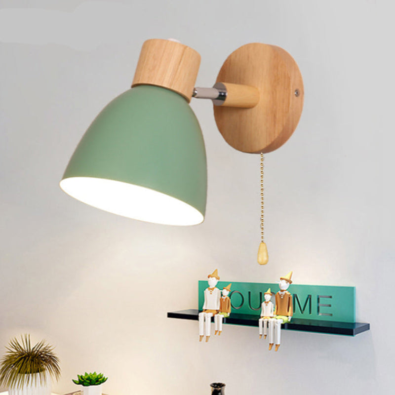 Scandinavische Moderne Wandlamp van Hout met Schakelaar