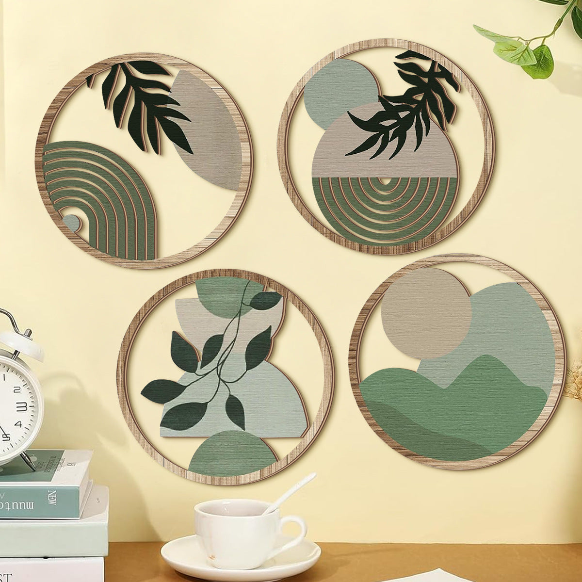 Ronde Blad Wandstickers Set Voor Een Natuurlijke & Rustgevende Muurdecoratie