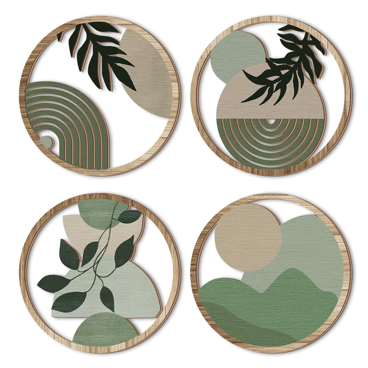 Ronde Blad Wandstickers Set Voor Een Natuurlijke & Rustgevende Muurdecoratie
