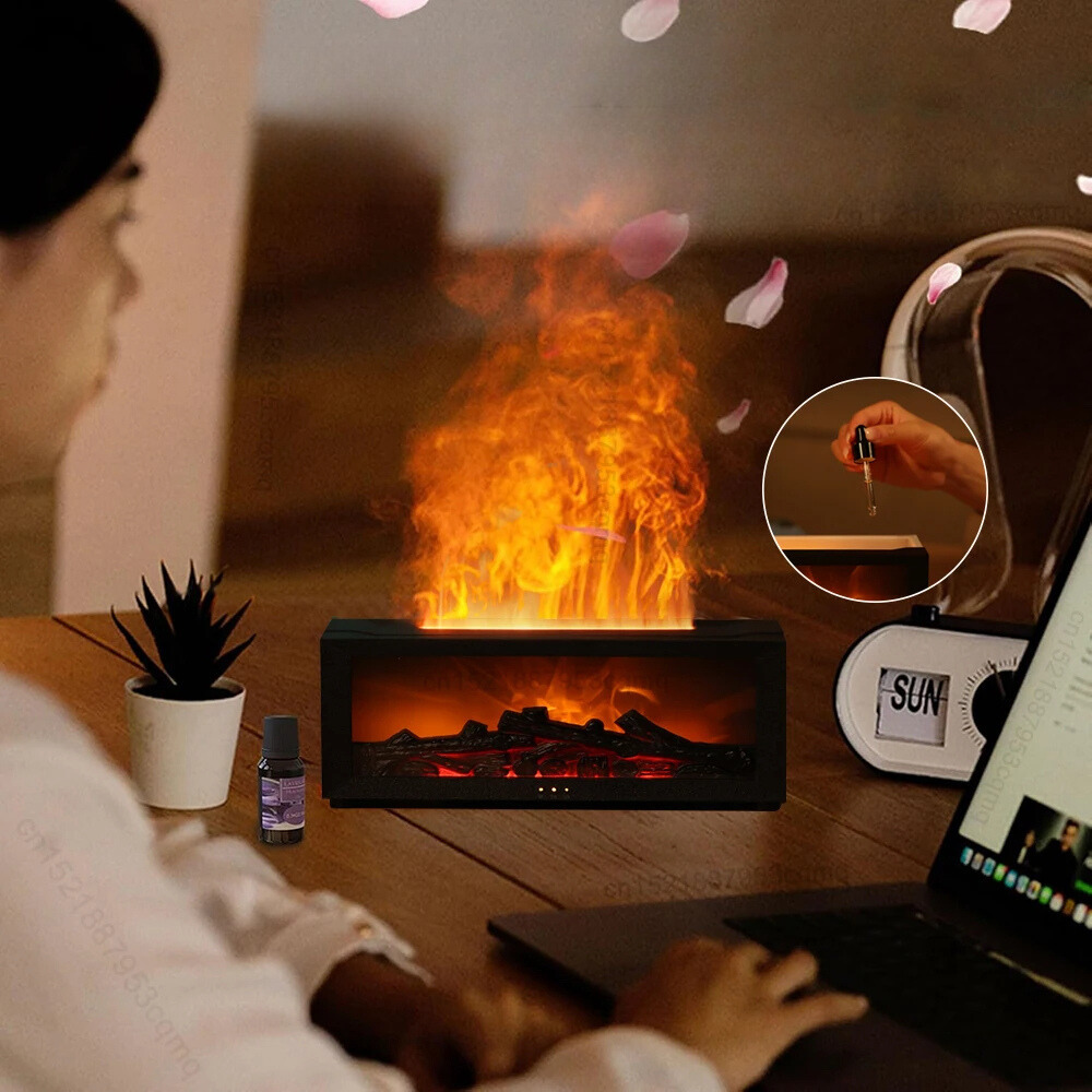 Luchtbevochtiger met Vlam Effect en Aroma Diffuser