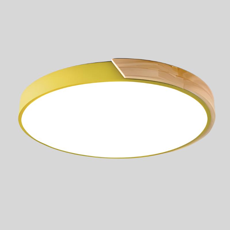 Scandinavische Ronde Plafondlamp van Hout - LED Plafondverlichting voor Slaapkamer, Balkon & Werkkamer