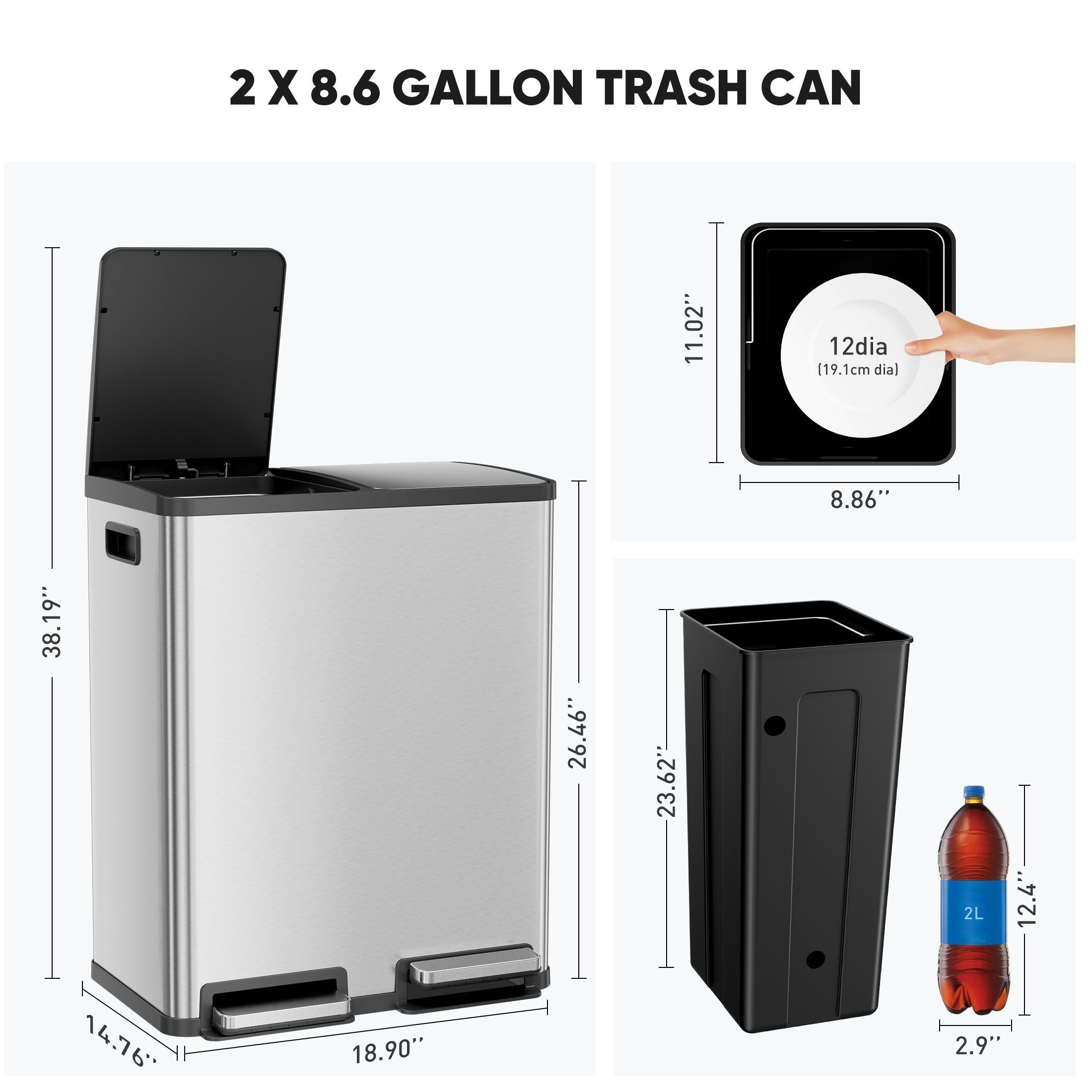 60L Afvalbak – Dubbele Compartimenten & Modern Design Voor Slim Afval Scheiden In De Keuken