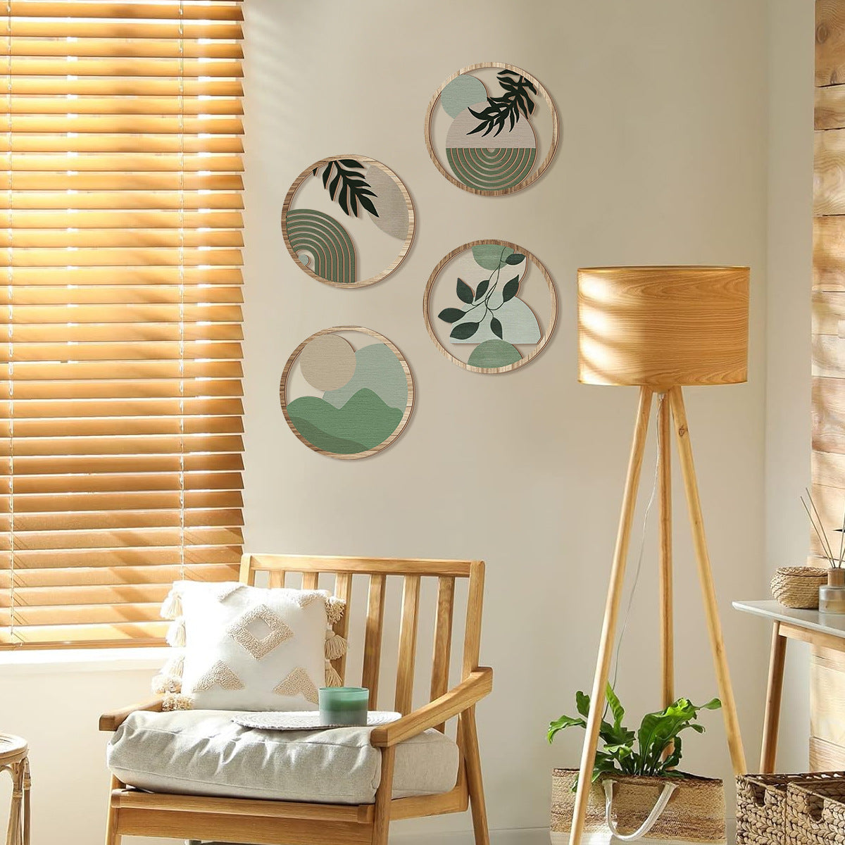 Ronde Blad Wandstickers Set Voor Een Natuurlijke & Rustgevende Muurdecoratie