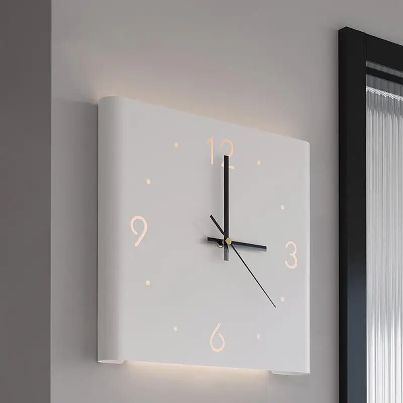 Dubbelzijdige Vierkante Wandklok – Moderne Wandklok met Stil Uurwerk en Verlichting