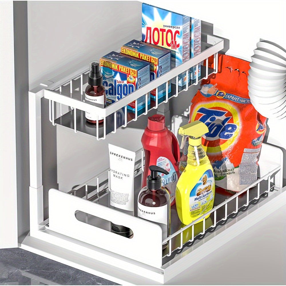 2-Laags Uittrekbare Onderkast Organizer Voor Keuken & Badkamer – Ruimtebesparend Opslagsysteem