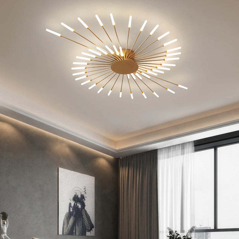 Vuurwerk Plafondlamp – Moderne LED Kroonluchter met Scandinavisch Design voor Woonkamer, Slaapkamer & Kinderkamer