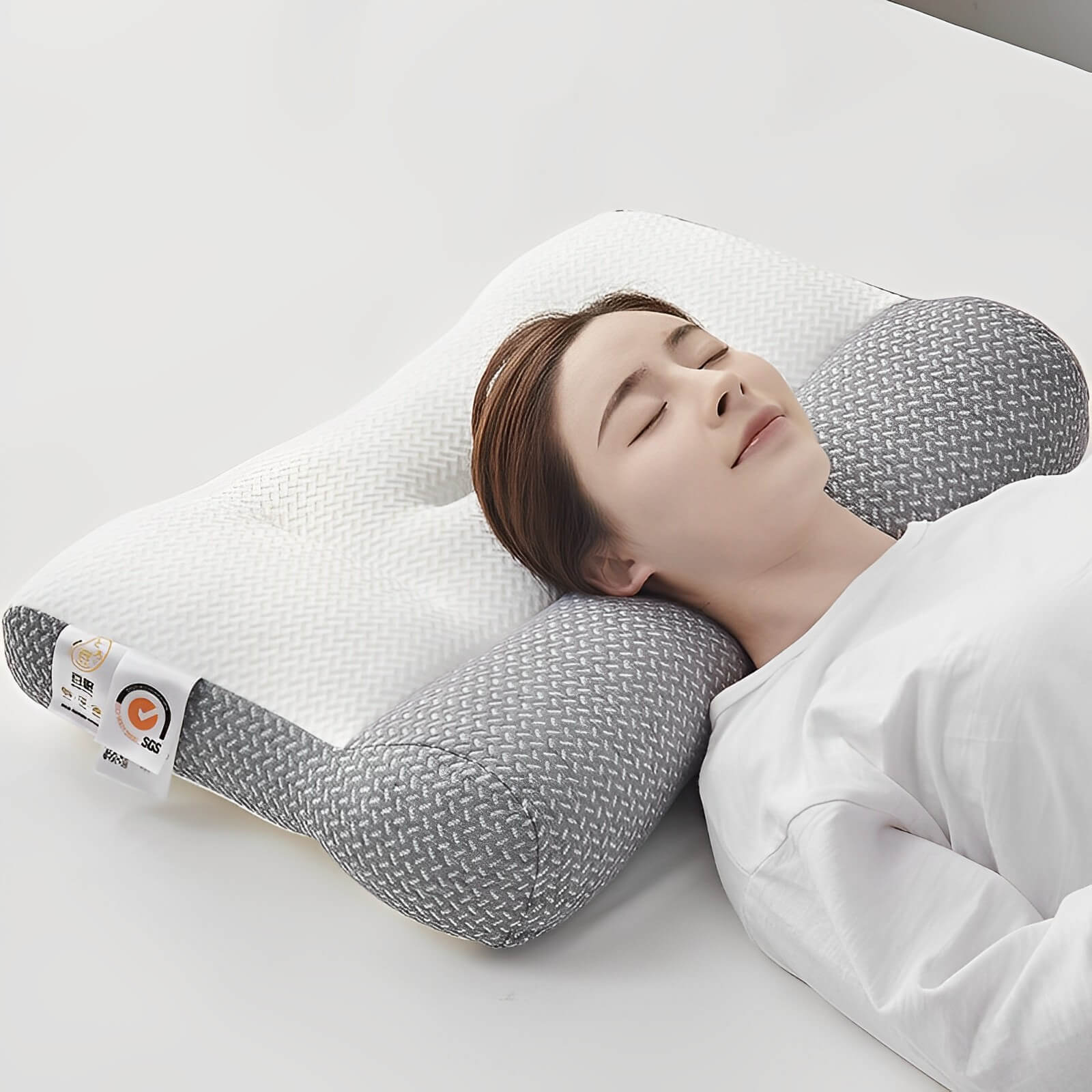 ErgoRest - Ergonomisch Hoofdkussen – Orthopedisch Kussen Tegen Nekpijn (Grijs)