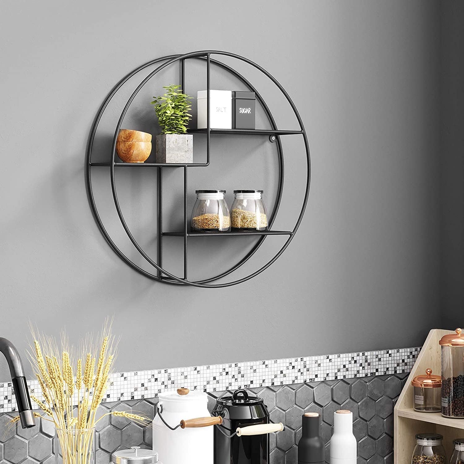 Ronde Metalen Wandplank Voor Zwevende & Stijlvolle Wanddecoratie