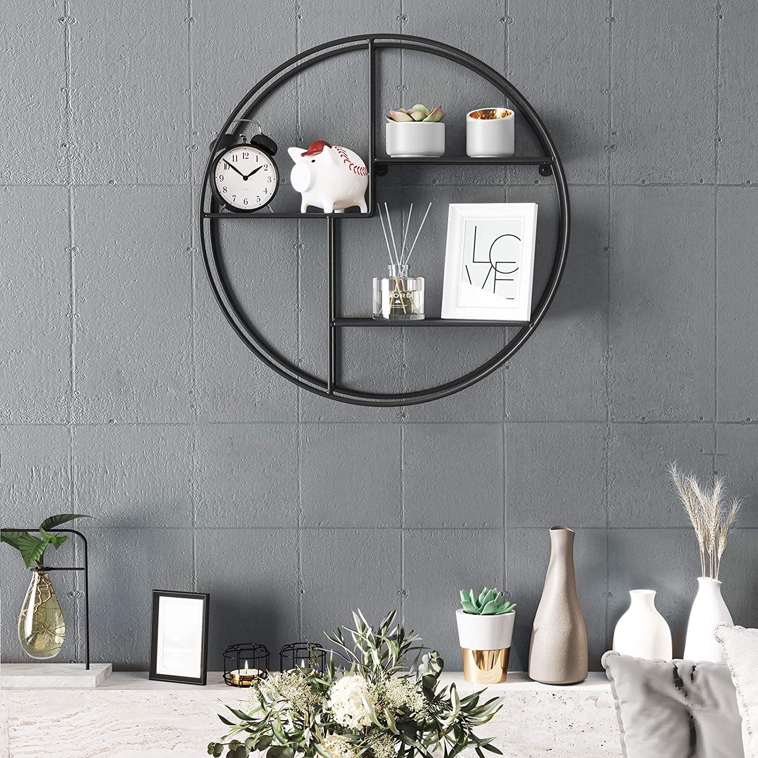 Ronde Metalen Wandplank Voor Zwevende & Stijlvolle Wanddecoratie