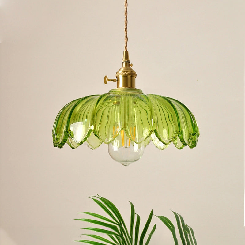 Vintage Glas Hanglamp met Koperen Accenten – Sfeervolle Design Hanglamp