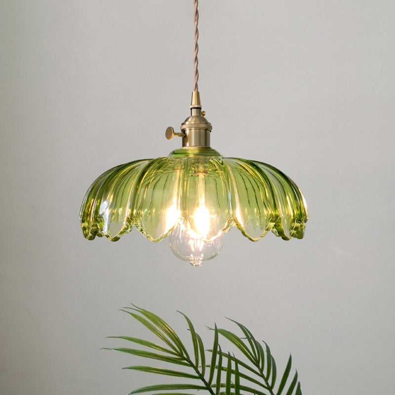 Vintage Glas Hanglamp met Koperen Accenten – Sfeervolle Design Hanglamp