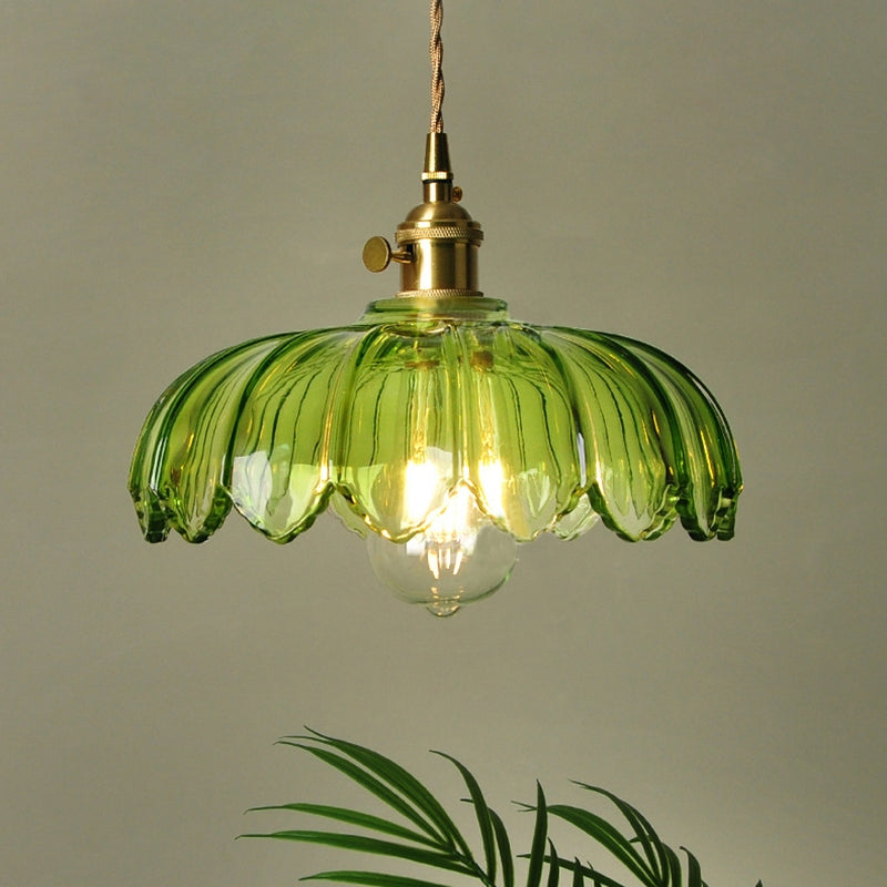 Vintage Glas Hanglamp met Koperen Accenten – Sfeervolle Design Hanglamp