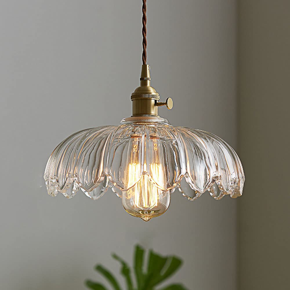 Vintage Glas Hanglamp met Koperen Accenten – Sfeervolle Design Hanglamp