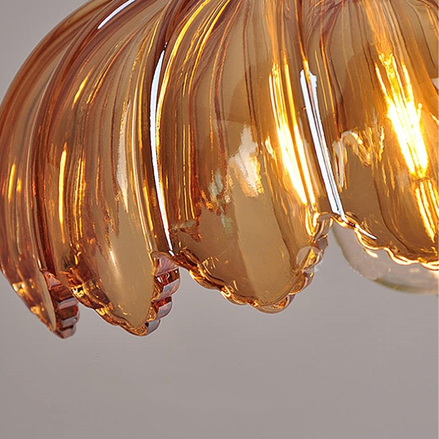 Vintage Glas Hanglamp met Koperen Accenten – Sfeervolle Design Hanglamp