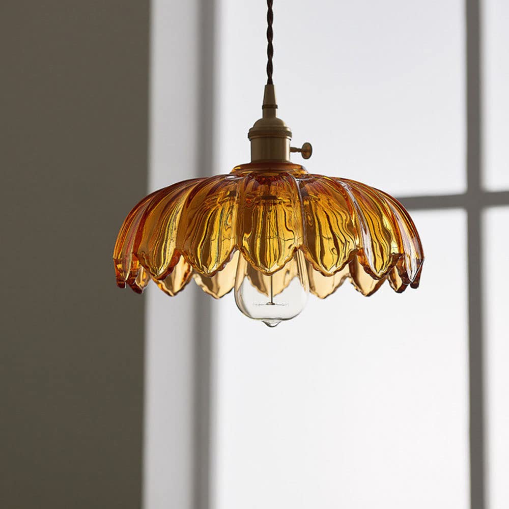 Vintage Glas Hanglamp met Koperen Accenten – Sfeervolle Design Hanglamp
