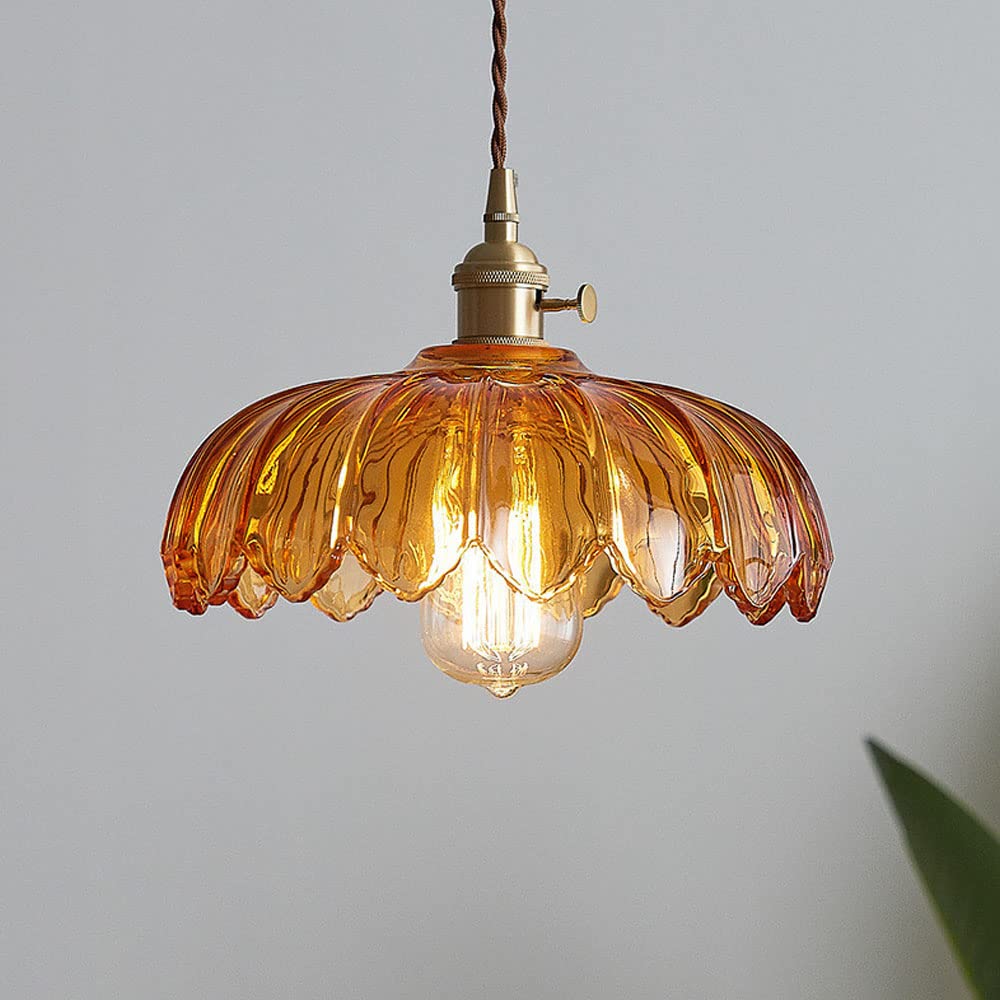 Vintage Glas Hanglamp met Koperen Accenten – Sfeervolle Design Hanglamp