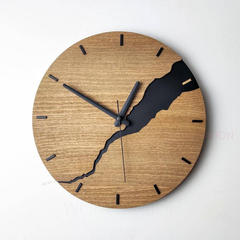 Houten Wandklok met Minimalistisch Design voor Woonkamer, Keuken en Slaapkamer