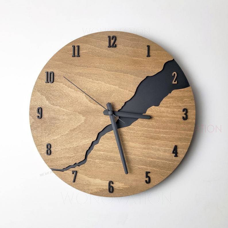 Houten Wandklok met Minimalistisch Design voor Woonkamer, Keuken en Slaapkamer