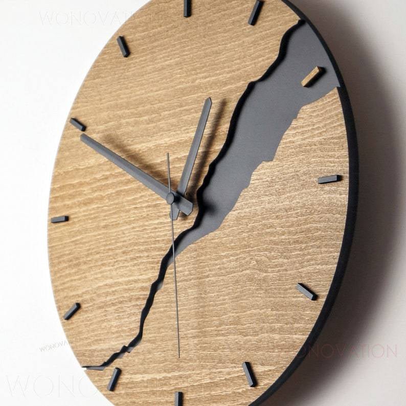 Houten Wandklok met Minimalistisch Design voor Woonkamer, Keuken en Slaapkamer