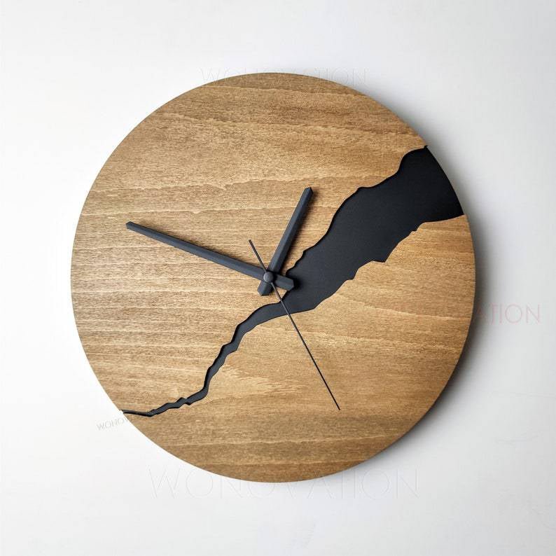 Houten Wandklok met Minimalistisch Design voor Woonkamer, Keuken en Slaapkamer