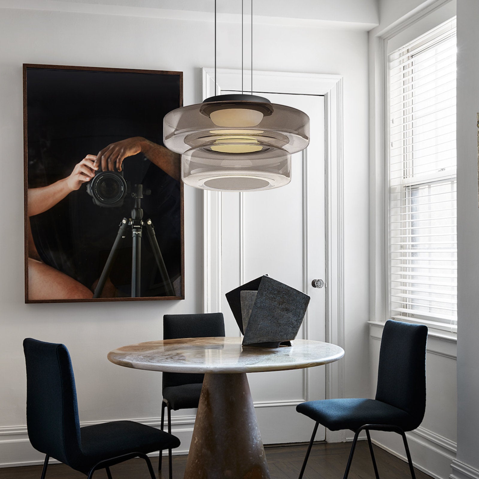BauhausGlow - Glazen Hanglamp In Bauhaus-Stijl Met Warm Licht & Moderne Vormgeving