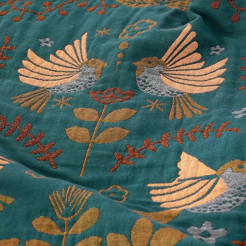 Katoenen Plaid met Scandinavisch Vogelontwerp - Zachte & Veelzijdige Katoenen Deken Voor Gezellig Wonen