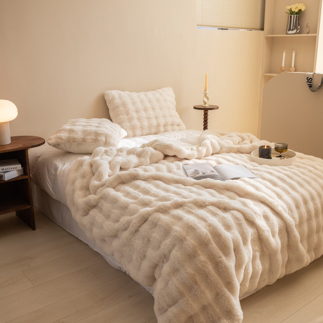 Ultrazacht Faux Fur Gewichtsdeken met Chunky Knit Design
