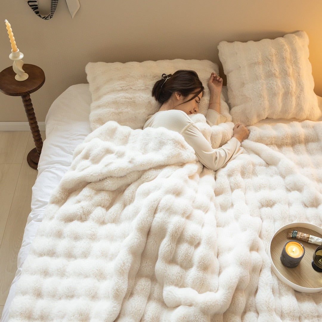 Ultrazacht Faux Fur Gewichtsdeken met Chunky Knit Design