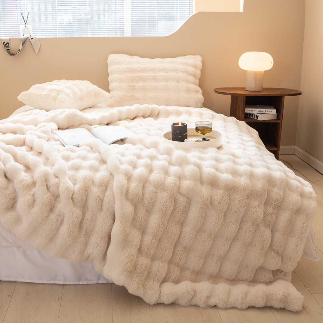 Ultrazacht Faux Fur Gewichtsdeken met Chunky Knit Design