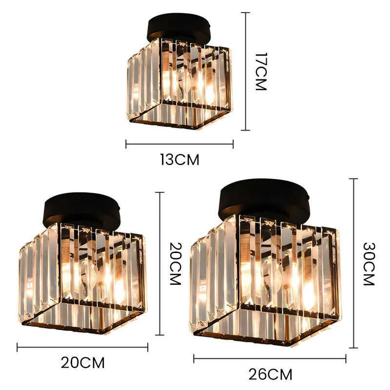 Kristallen Plafondlamp Met Messing Afwerking Voor Een Luxe & Warme Sfeer