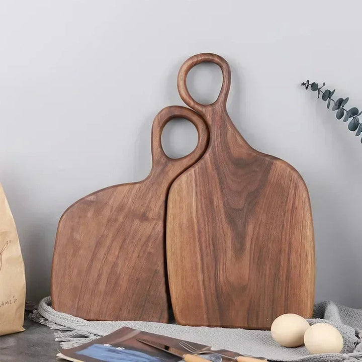 TimberTide - 2-Delige Walnoothouten Snijplankenset – Luxe Houten Snij- en Serveerplanken