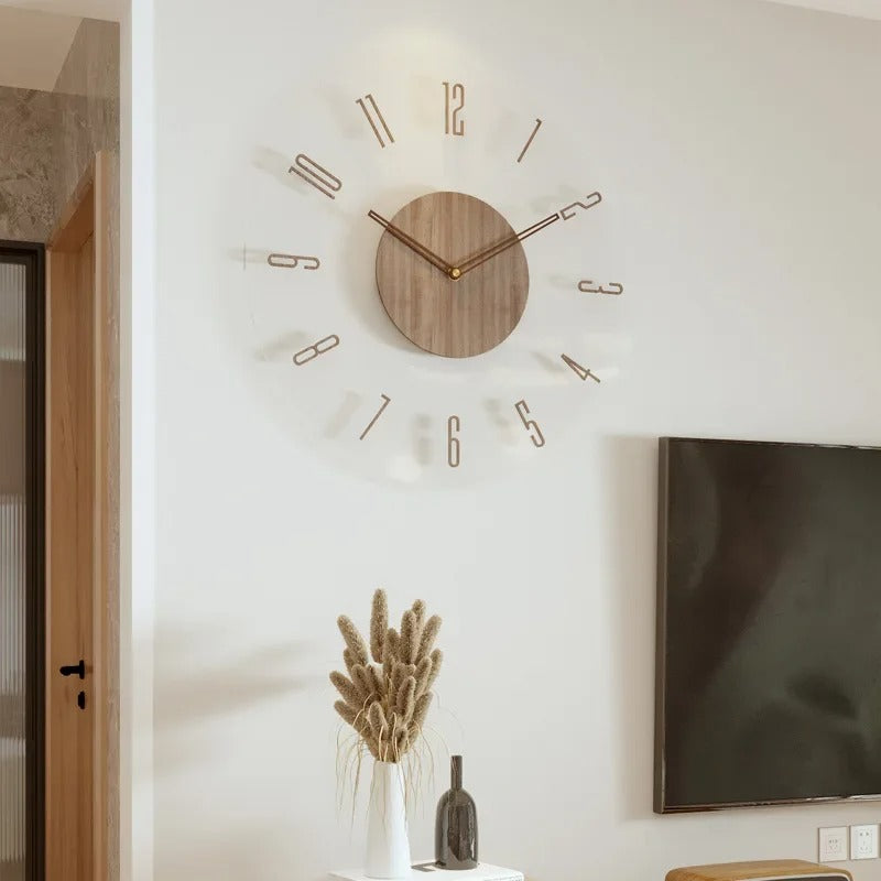 Minimalistische Houten Wandklok Voor Een Rustige En Stijlvolle Woonkamer