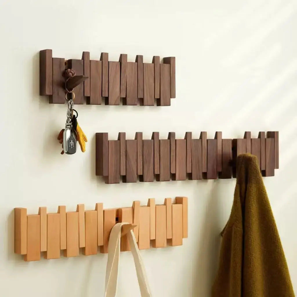 Houten Piano Design Kapstok Met Inklapbare Haken En Scandinavisch Design Voor Een Luxe Entree