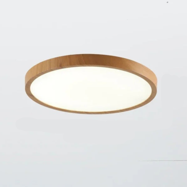 Ultradunne Ronde LED Plafondlamp met Walnootlook – 3 Lichtstanden voor Woonkamer, Slaapkamer & Eetkamer