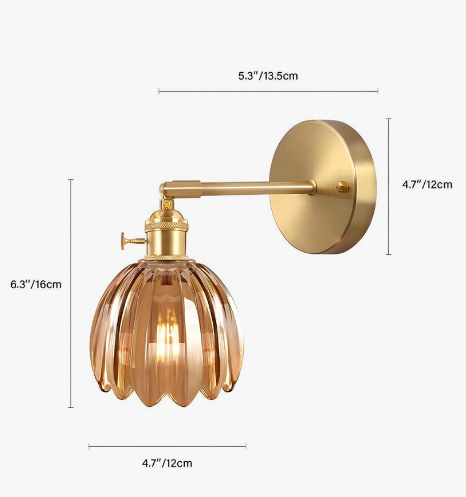 Retro Tulp Bloemenknop Wandlamp van Glas - Vintage Charme voor een Tijdloze Sfeer