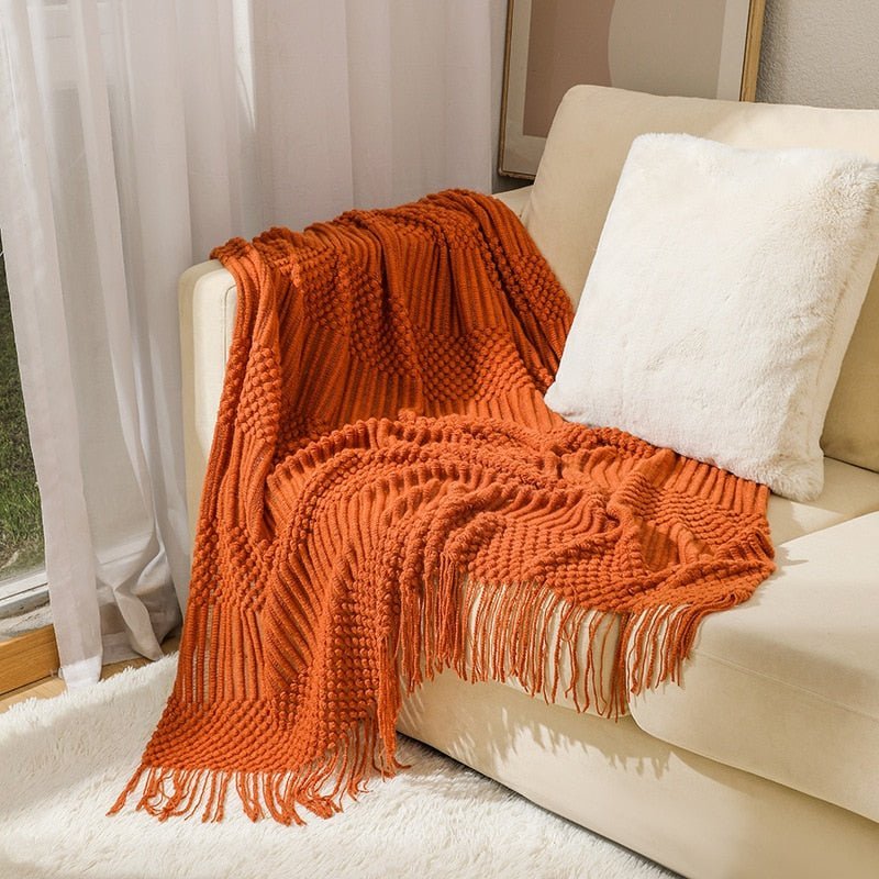 Gebreide Deken in Scandinavische Stijl – Zachte Woondeken Voor Bank of Bed