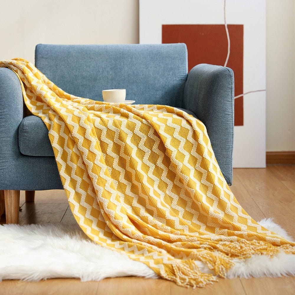Gebreide Deken in Scandinavische Stijl – Zachte Woondeken Voor Bank of Bed