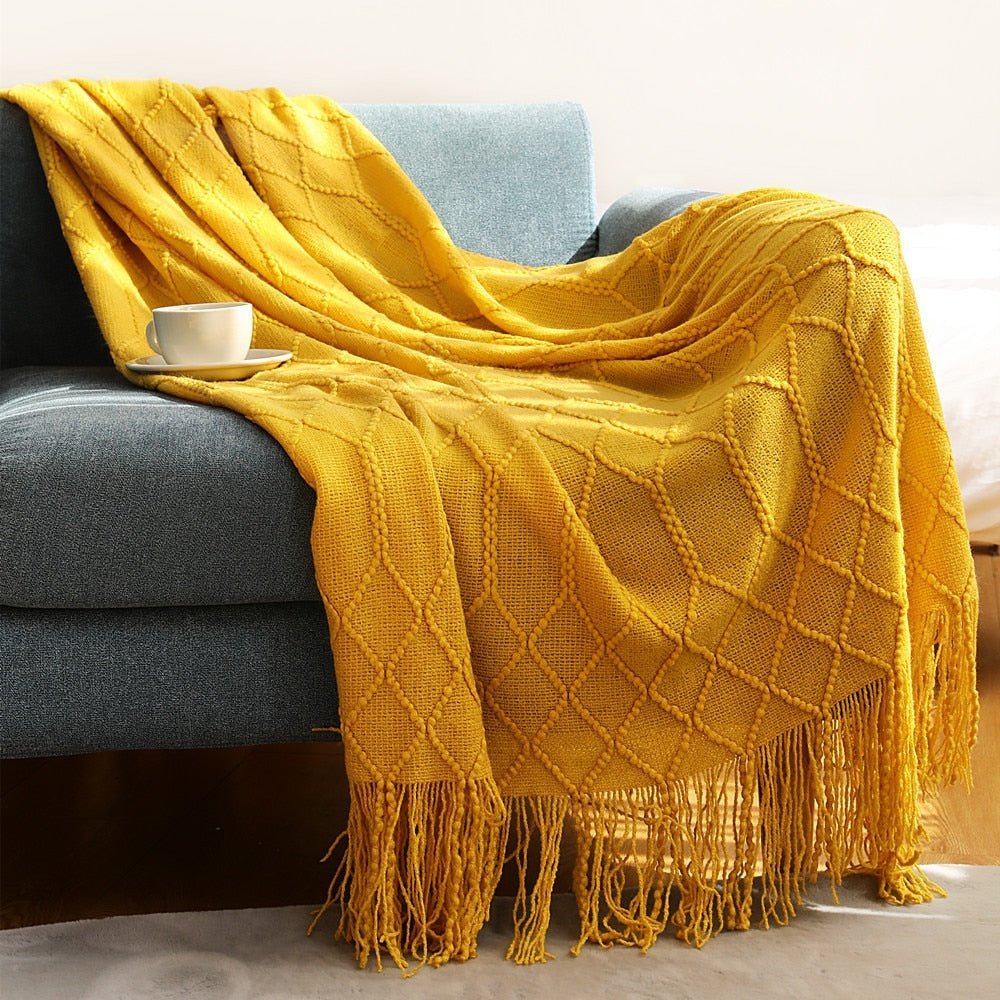 Gebreide Deken in Scandinavische Stijl – Zachte Woondeken Voor Bank of Bed