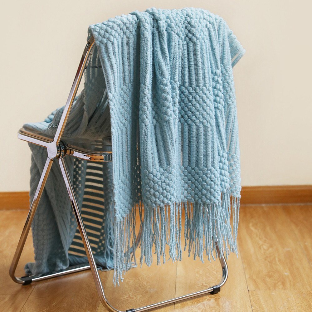 Gebreide Deken in Scandinavische Stijl – Zachte Woondeken Voor Bank of Bed