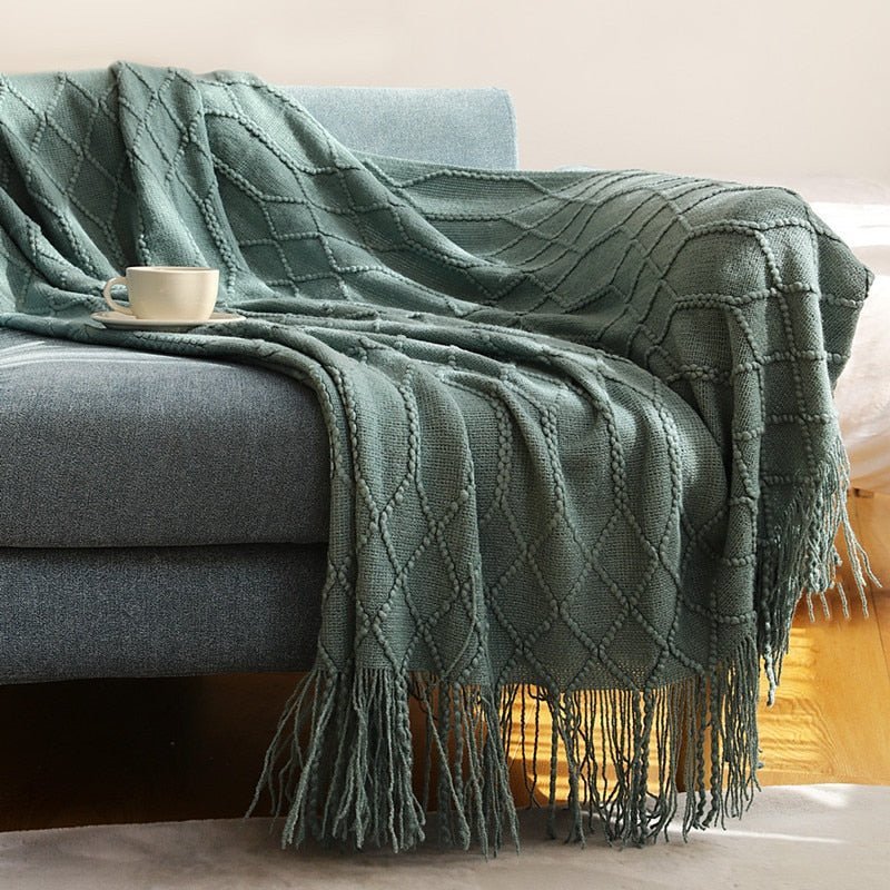 Gebreide Deken in Scandinavische Stijl – Zachte Woondeken Voor Bank of Bed