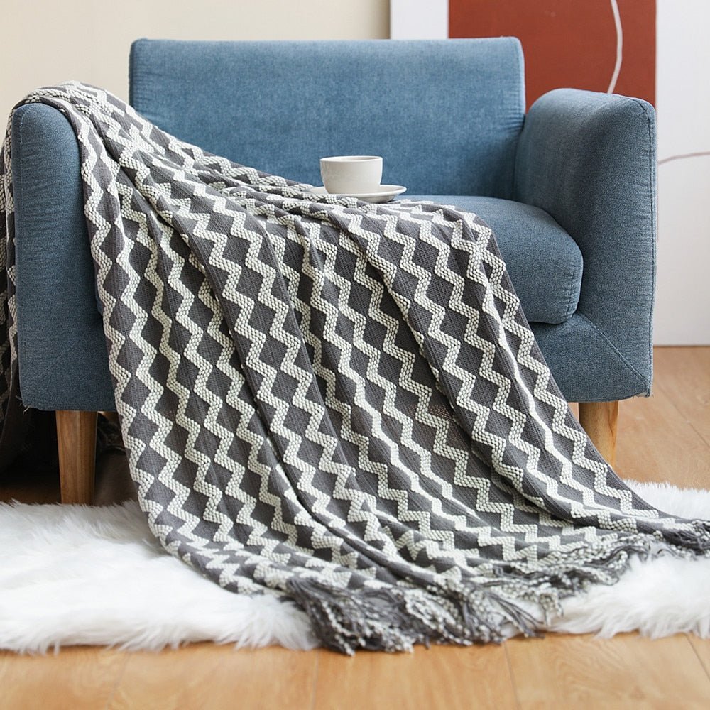 Gebreide Deken in Scandinavische Stijl – Zachte Woondeken Voor Bank of Bed
