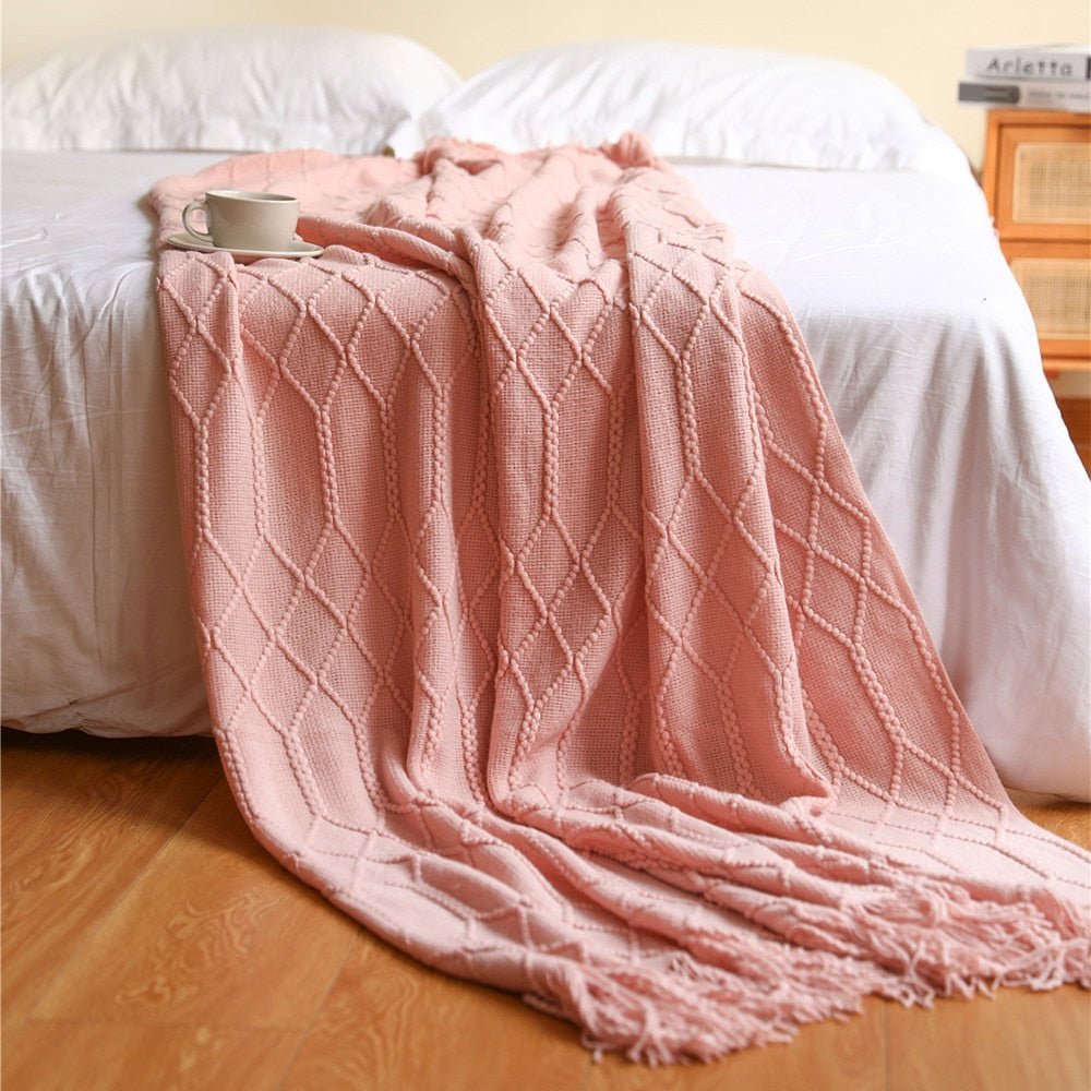 Gebreide Deken in Scandinavische Stijl – Zachte Woondeken Voor Bank of Bed