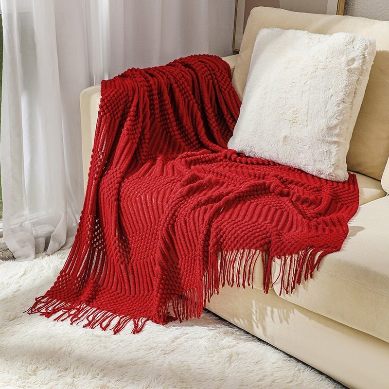 Gebreide Deken in Scandinavische Stijl – Zachte Woondeken Voor Bank of Bed
