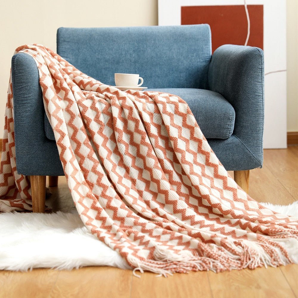 Gebreide Deken in Scandinavische Stijl – Zachte Woondeken Voor Bank of Bed