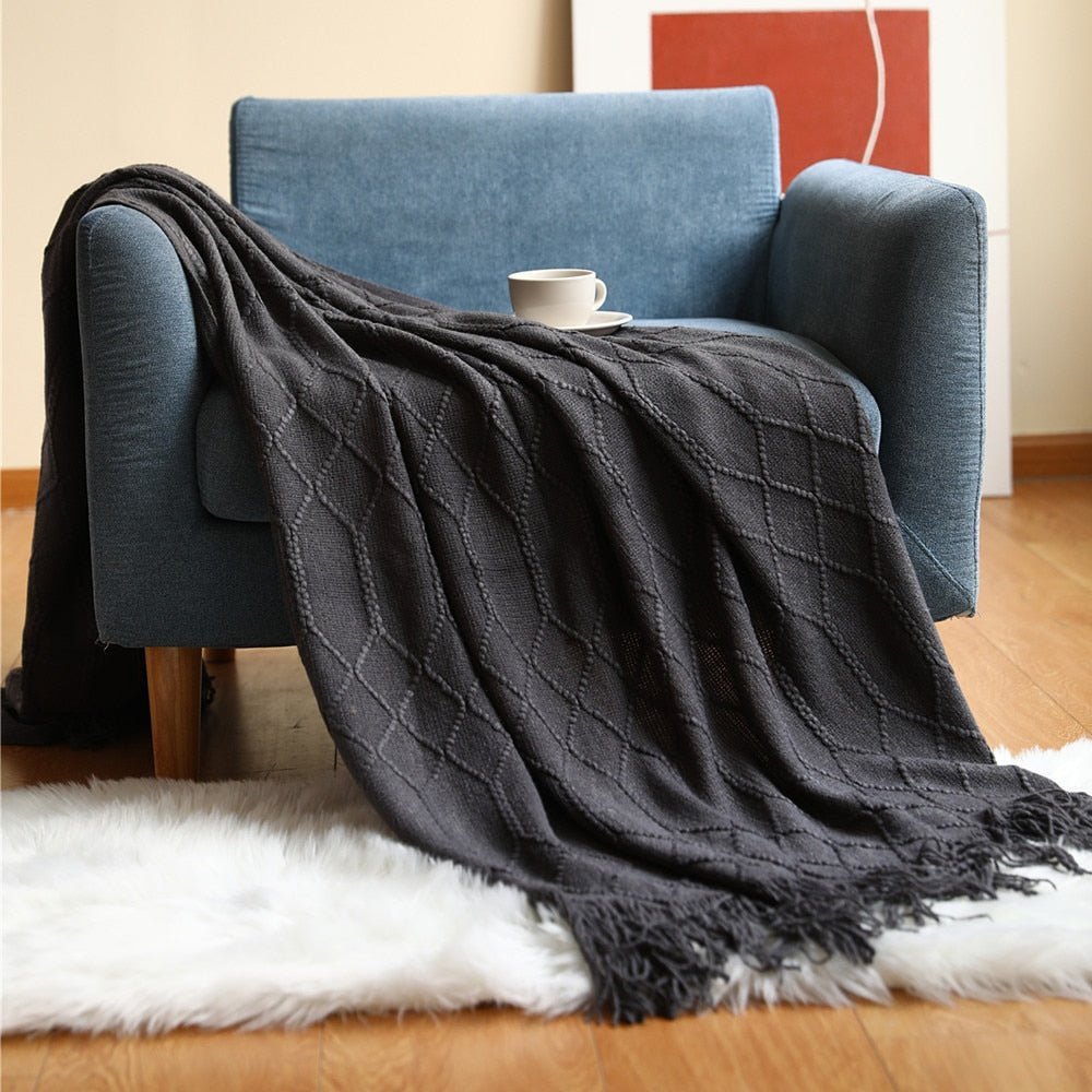 Gebreide Deken in Scandinavische Stijl – Zachte Woondeken Voor Bank of Bed